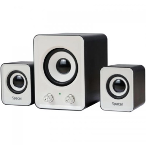 Boxe PC Spacer, 20 W RMS, Negru-Alb (SPB-807)
