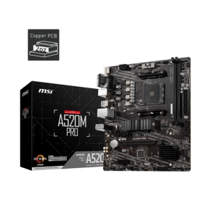 Placa de baza MSI, AMD, socket AM4, Micro-ATX (A520M-A PRO)